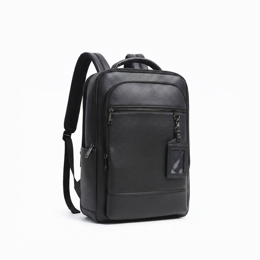 Textured Faux Leather Multifunctional Backpack - Black