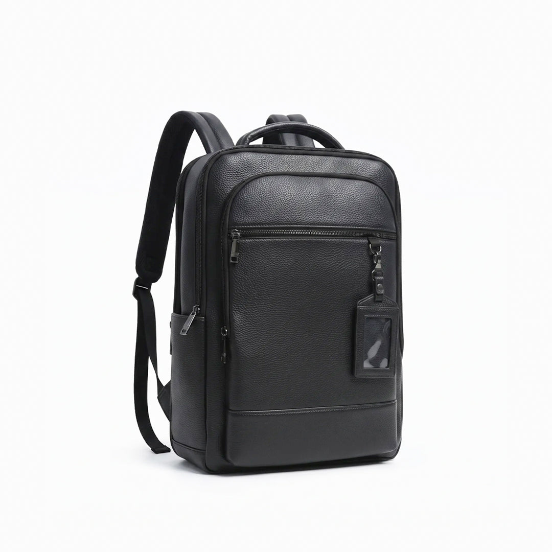 Textured Faux Leather Multifunctional Backpack - Black