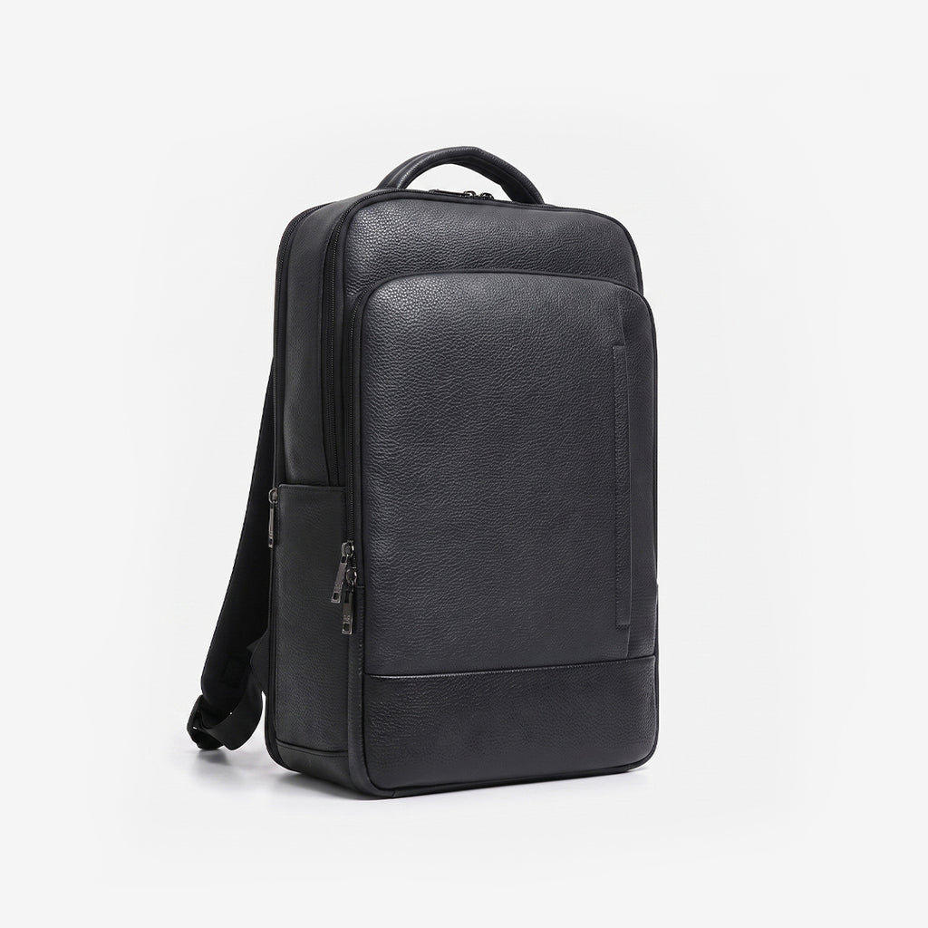 Textured Faux Leather Utility Backpack - Black
