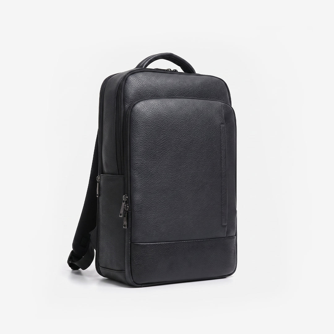 Textured Faux Leather Utility Backpack - Black