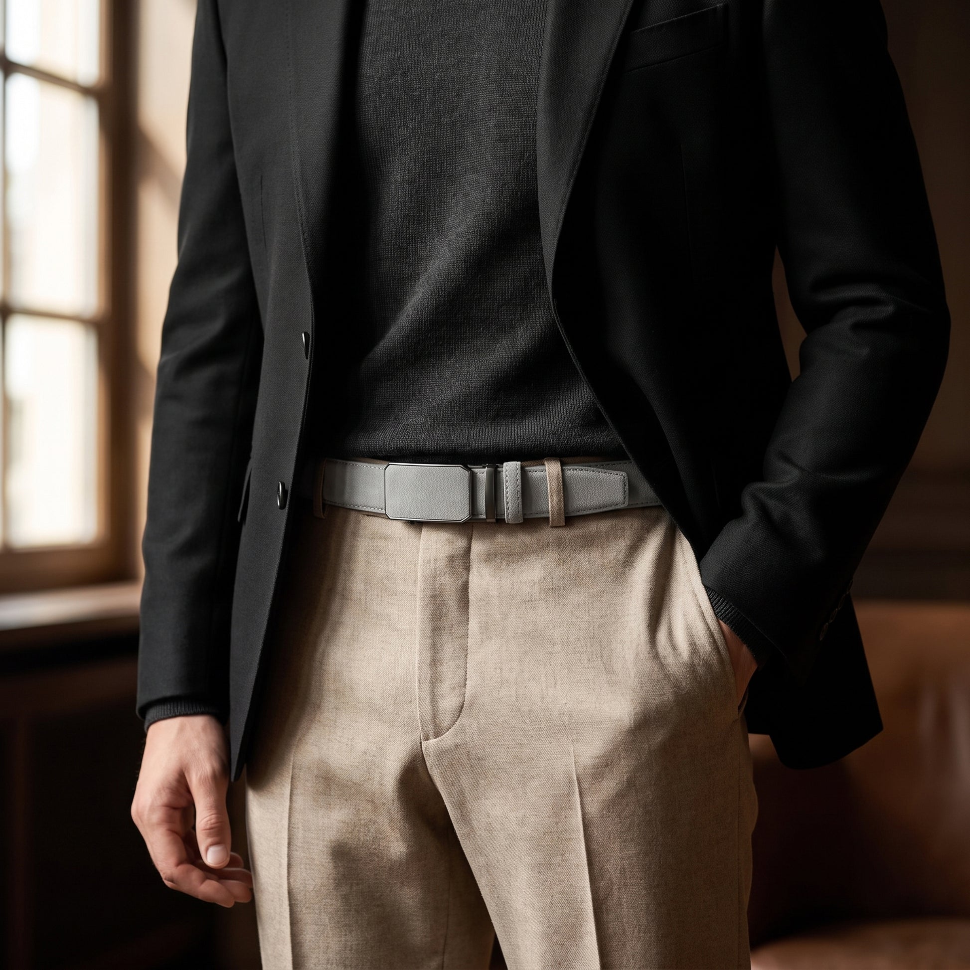 Alden Suede Auto-Lock Belt - Ash Grey