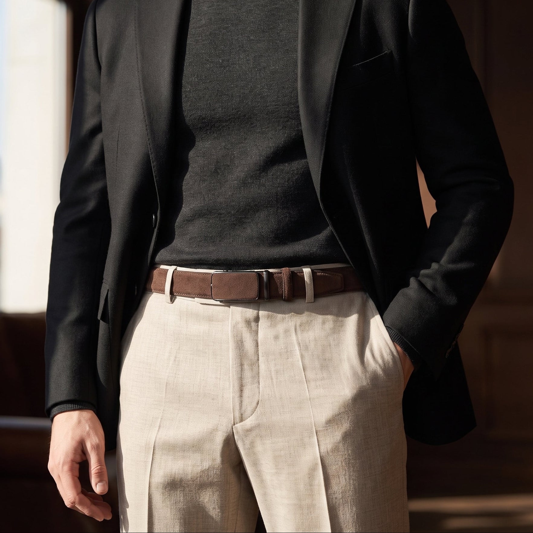 Alden Suede Auto-Lock Belt - Coffee