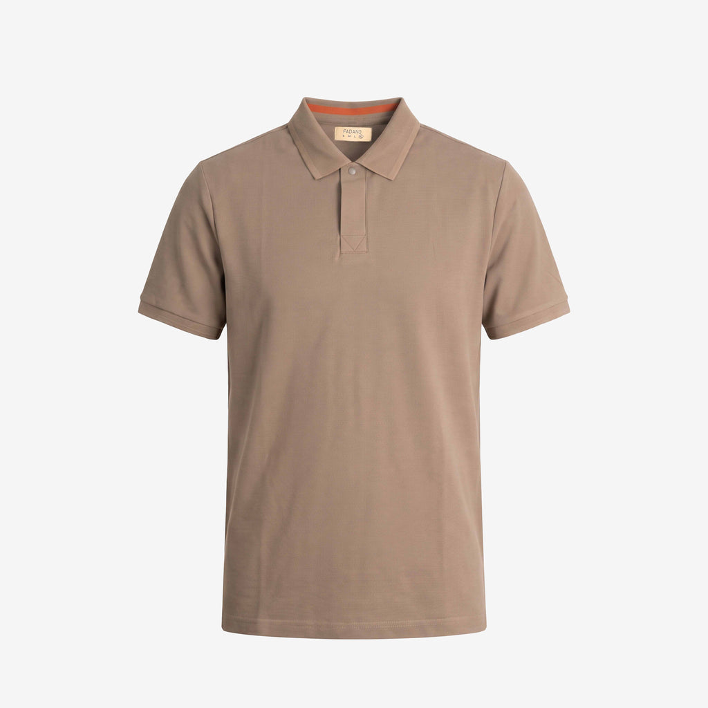 Cotton Textured Polo - ⁠Stone Brown
