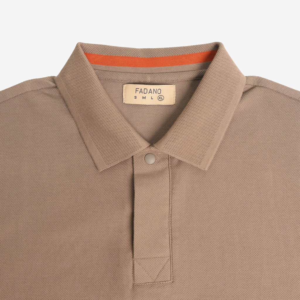 Cotton Textured Polo - ⁠Stone Brown