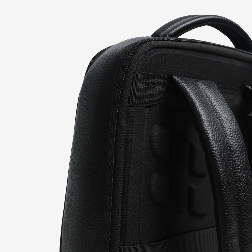 Textured Faux Leather Multifunctional Backpack - Black