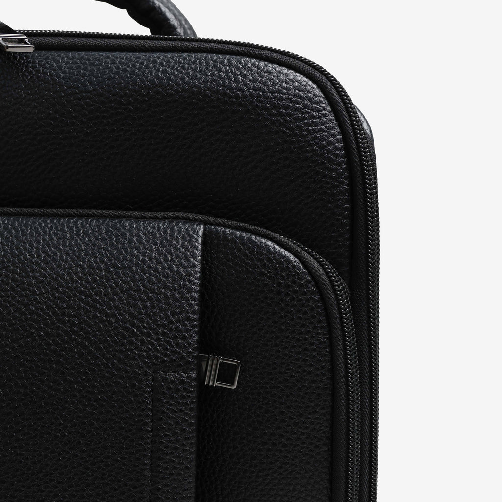 Textured Faux Leather Utility Backpack - Black