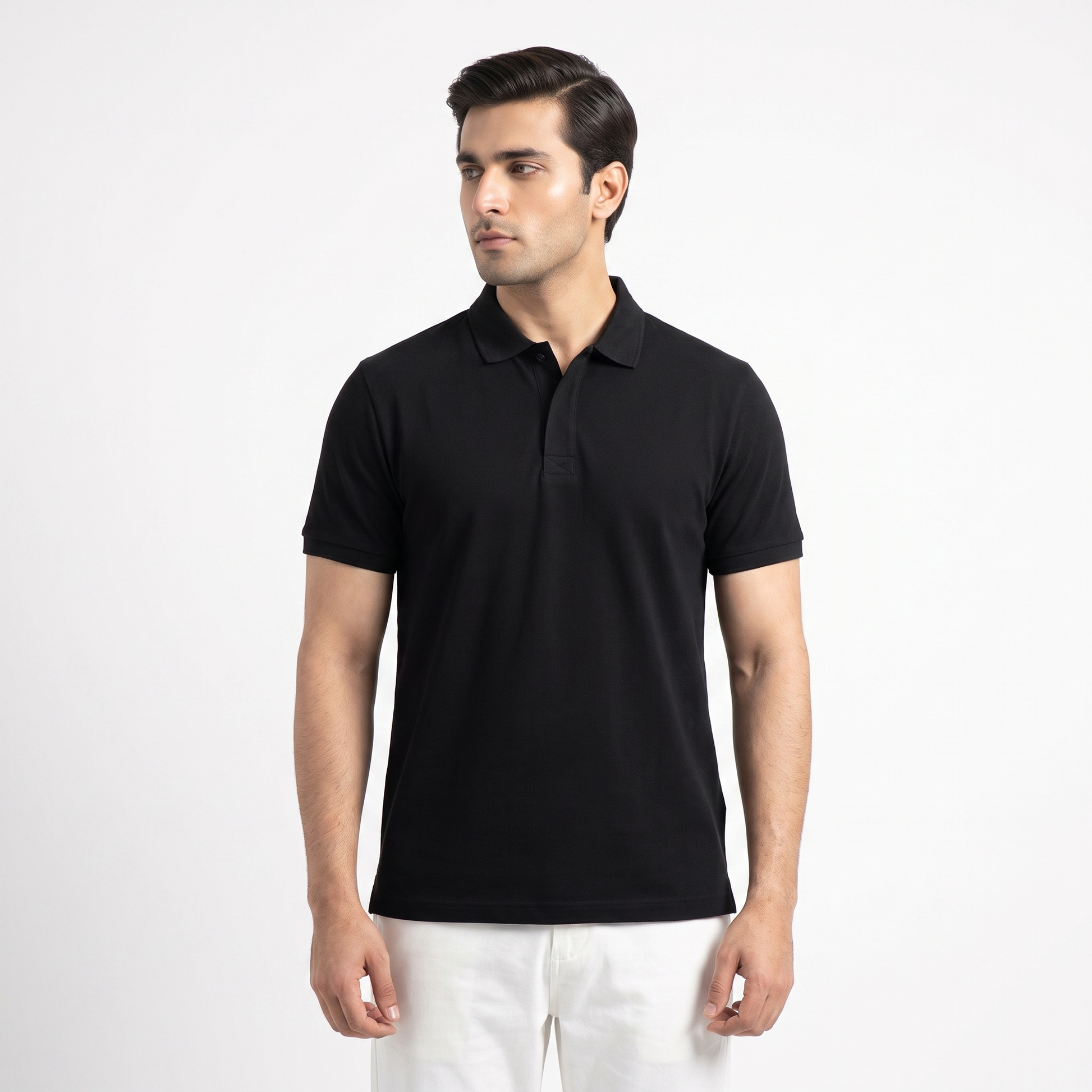 LuxeKnit™ Cotton Polo Polo - ⁠ ⁠Black