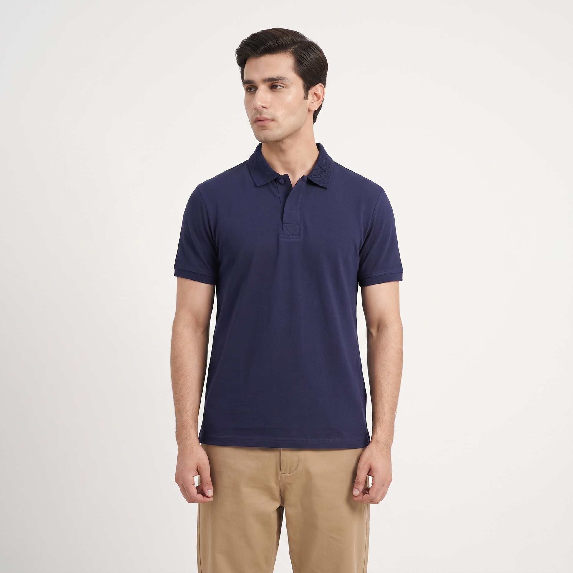 LuxeKnit™ Cotton Polo - Navy Blue