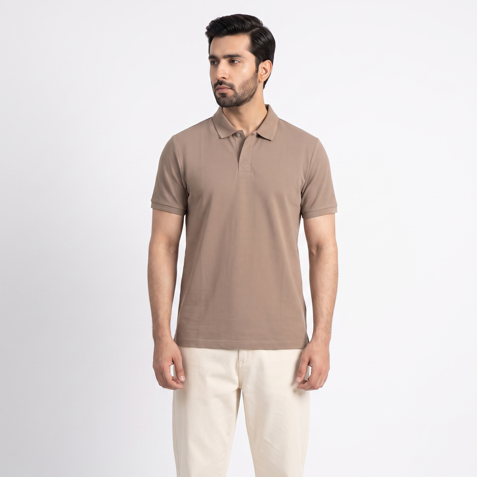 LuxeKnit™ Cotton Polo - ⁠Stone Brown