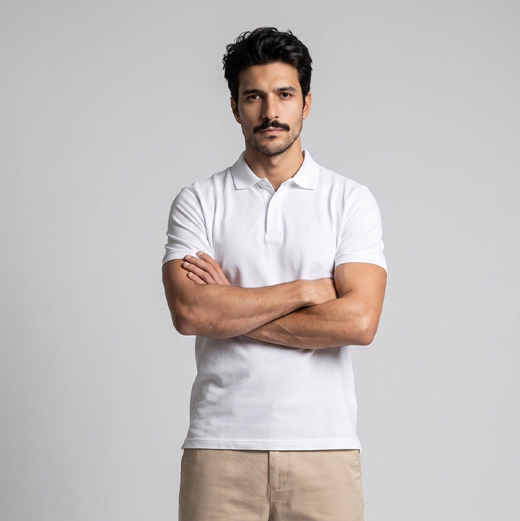 Signature Knit Polo - White