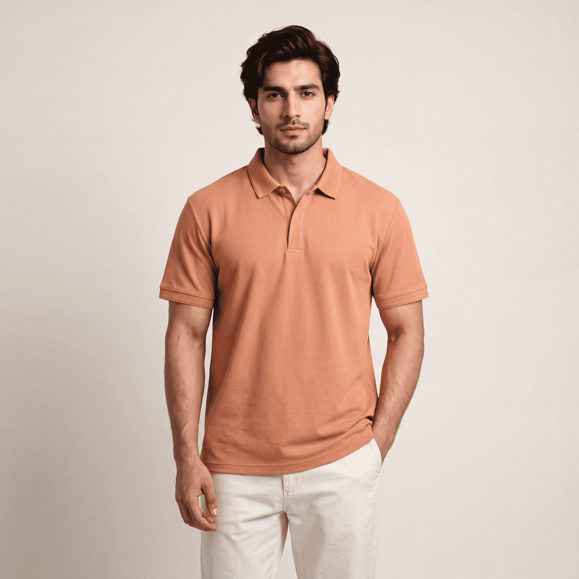 Signature Knit Polo - Peach