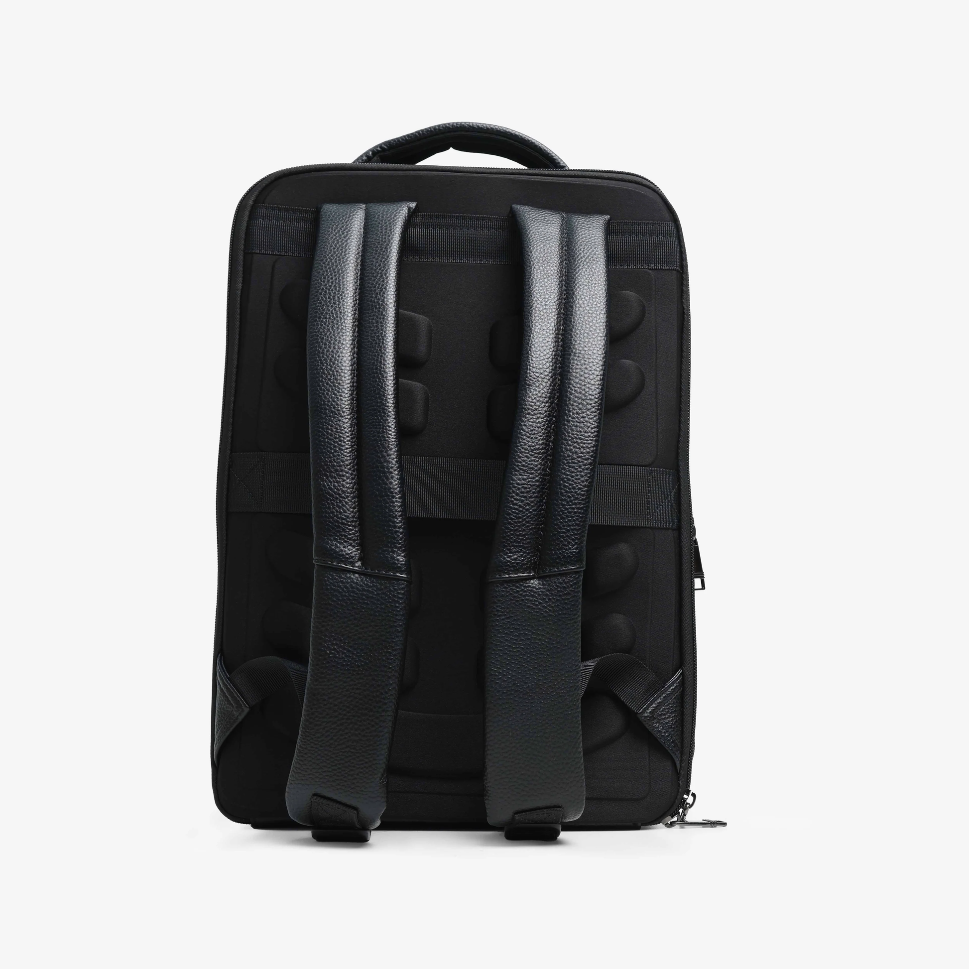 Textured Faux Leather Multifunctional Backpack - Black
