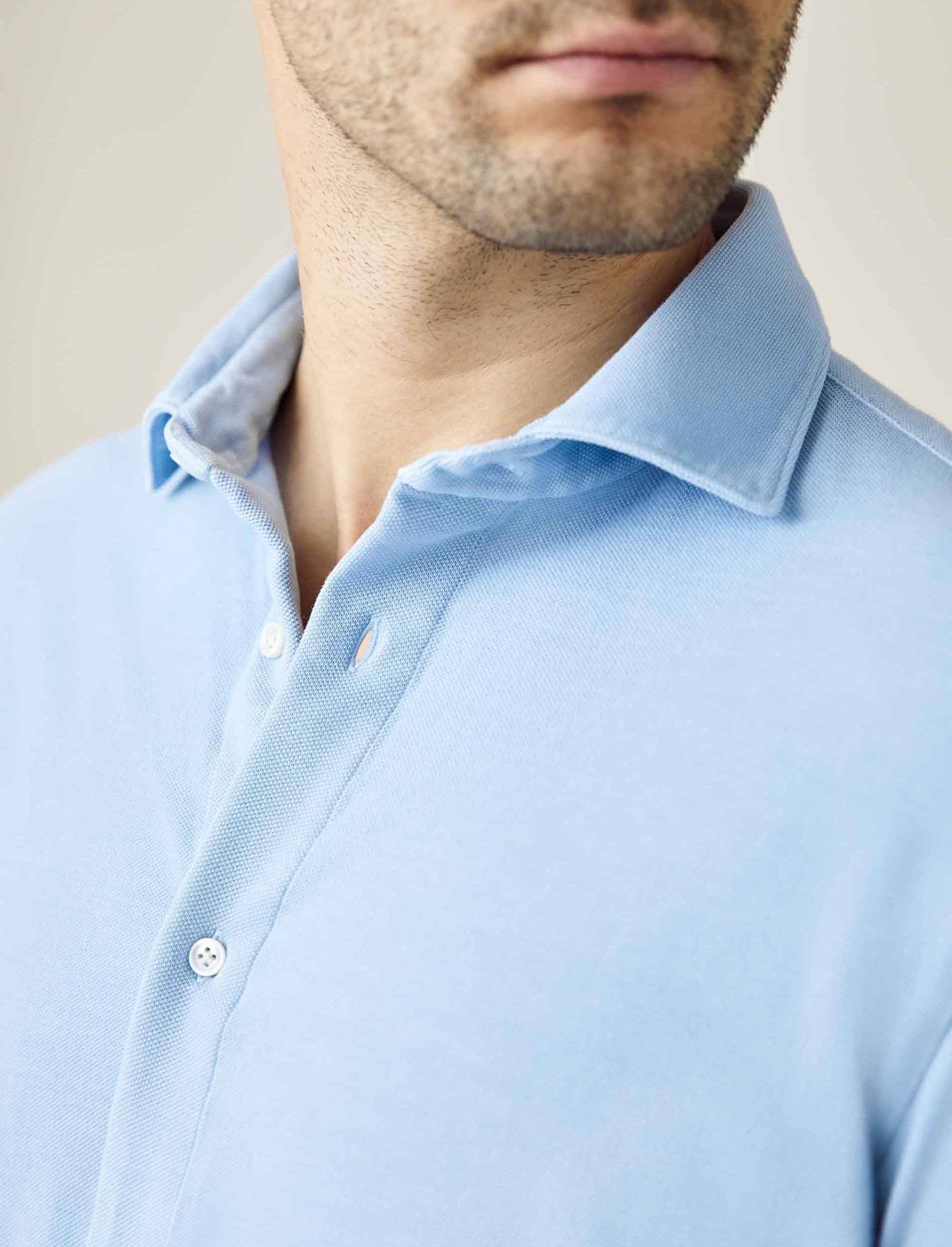 Light Blue Slim-Fit Pique Shirt