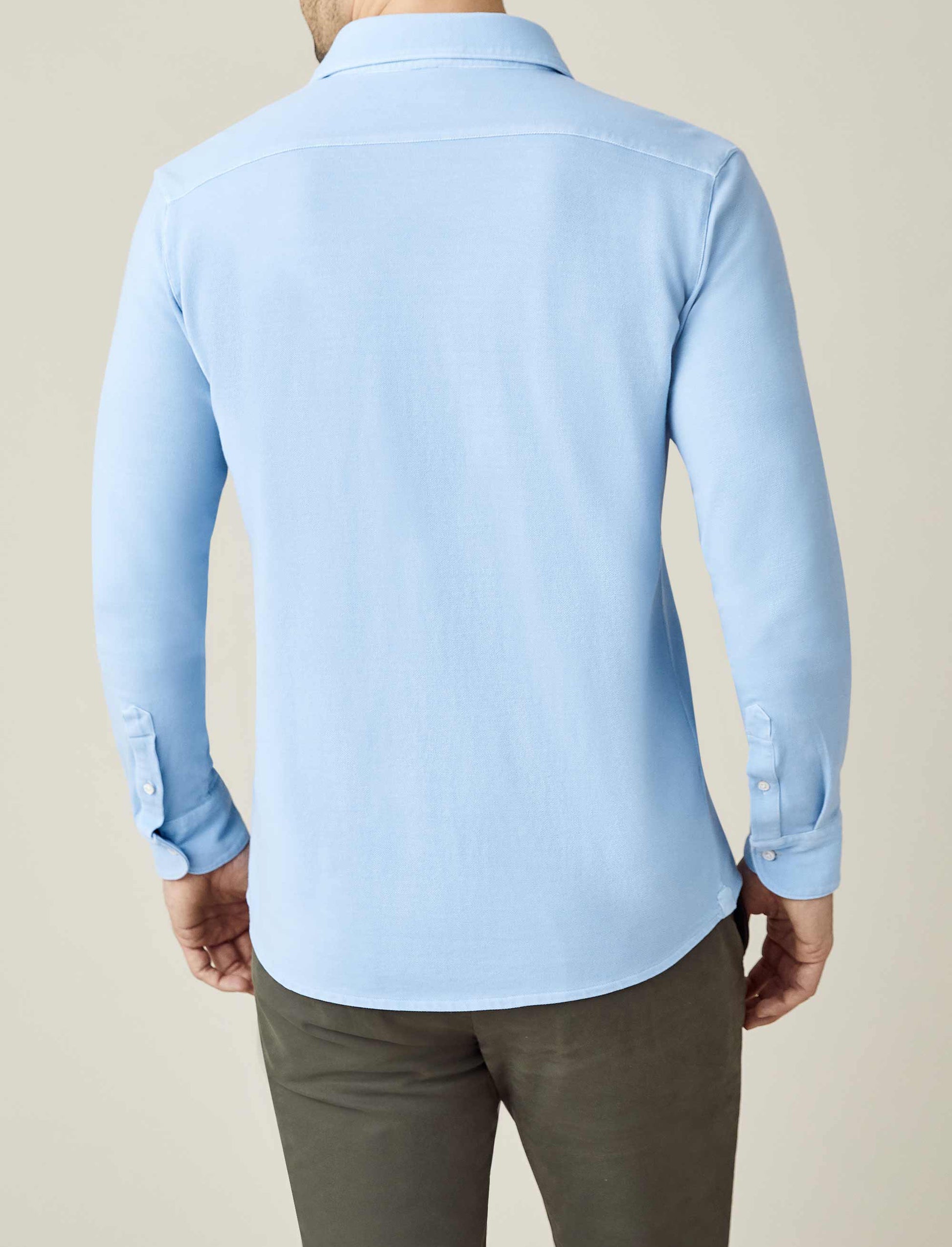 Light Blue Slim-Fit Pique Shirt