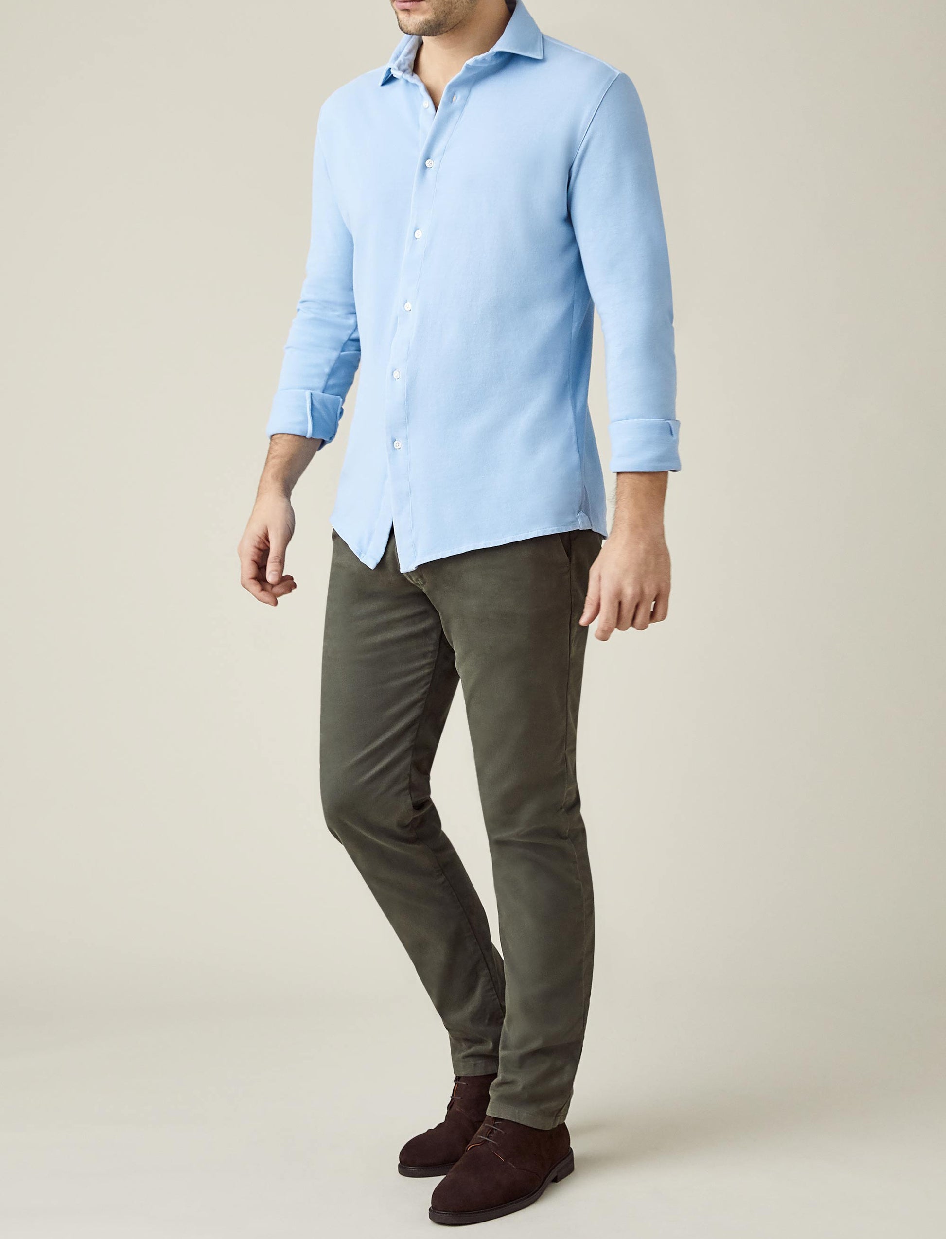 Light Blue Slim-Fit Pique Shirt